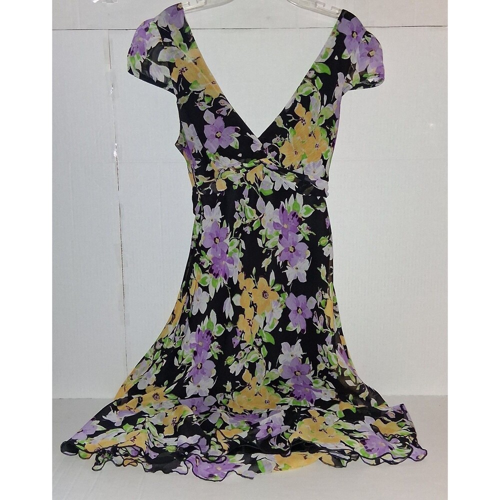 Maurices Black Floral Juniors Twirly Dress Sz. 9